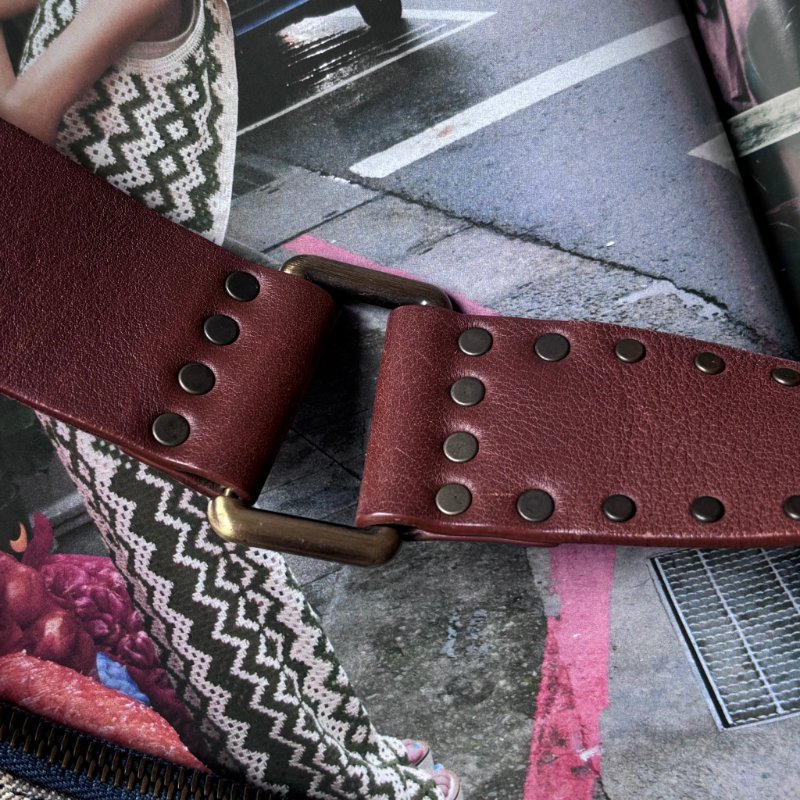 ::Celine:: 經典凱旋門 花紋單寧彎月包 斜背包 肩背包 hobo Pre-Owned 2010 Macadam Denim Crossbody-3