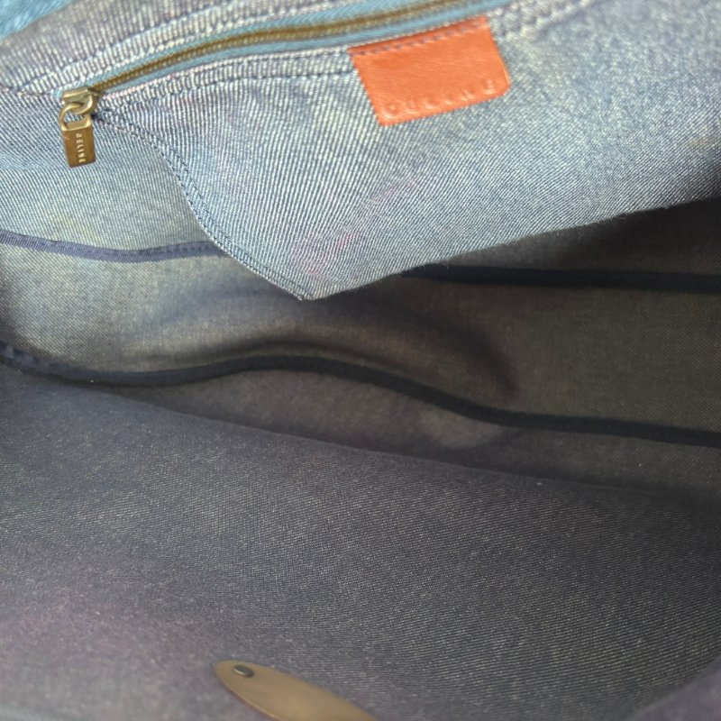 ::Celine:: 經典凱旋門 花紋單寧彎月包 斜背包 肩背包 hobo Pre-Owned 2010 Macadam Denim Crossbody-24