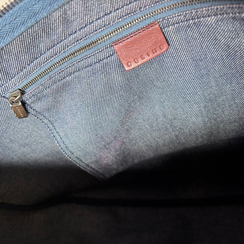 ::Celine:: 經典凱旋門 花紋單寧彎月包 斜背包 肩背包 hobo Pre-Owned 2010 Macadam Denim Crossbody-25