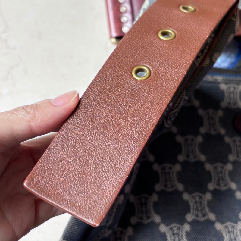 ::Celine:: 經典凱旋門 花紋單寧彎月包 斜背包 肩背包 hobo Pre-Owned 2010 Macadam Denim Crossbody-38