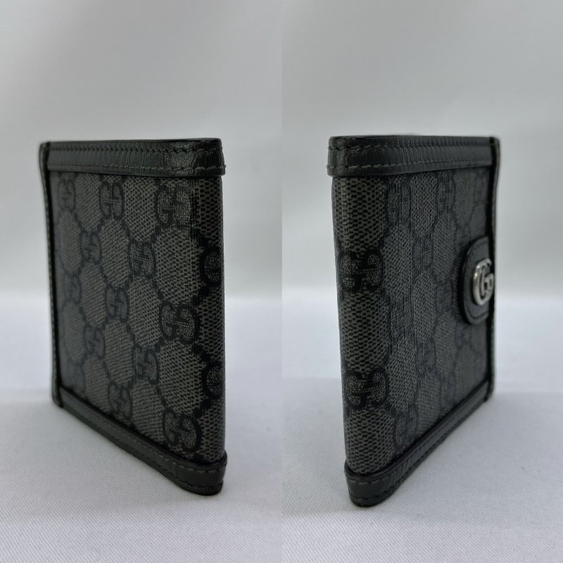 GUCCI 黑灰老花二摺短夾-2
