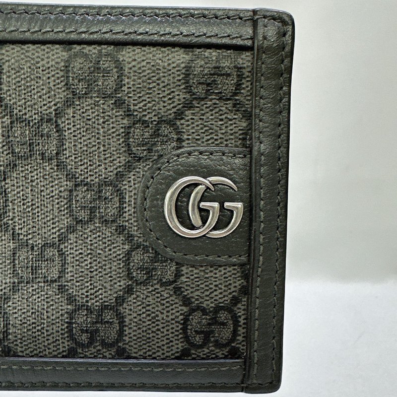 GUCCI 黑灰老花二摺短夾-5