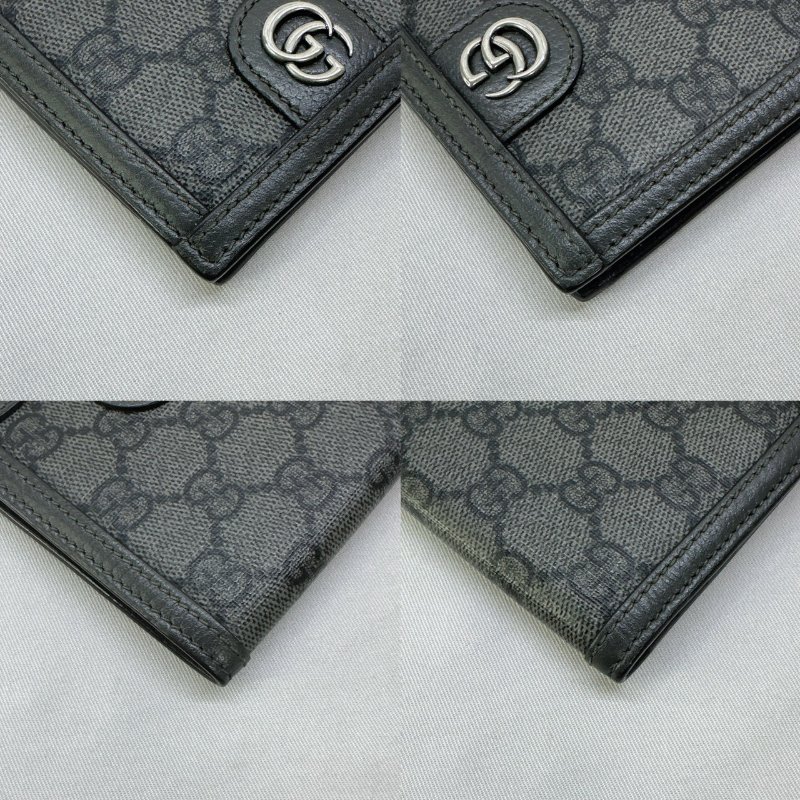 GUCCI 黑灰老花二摺短夾-8