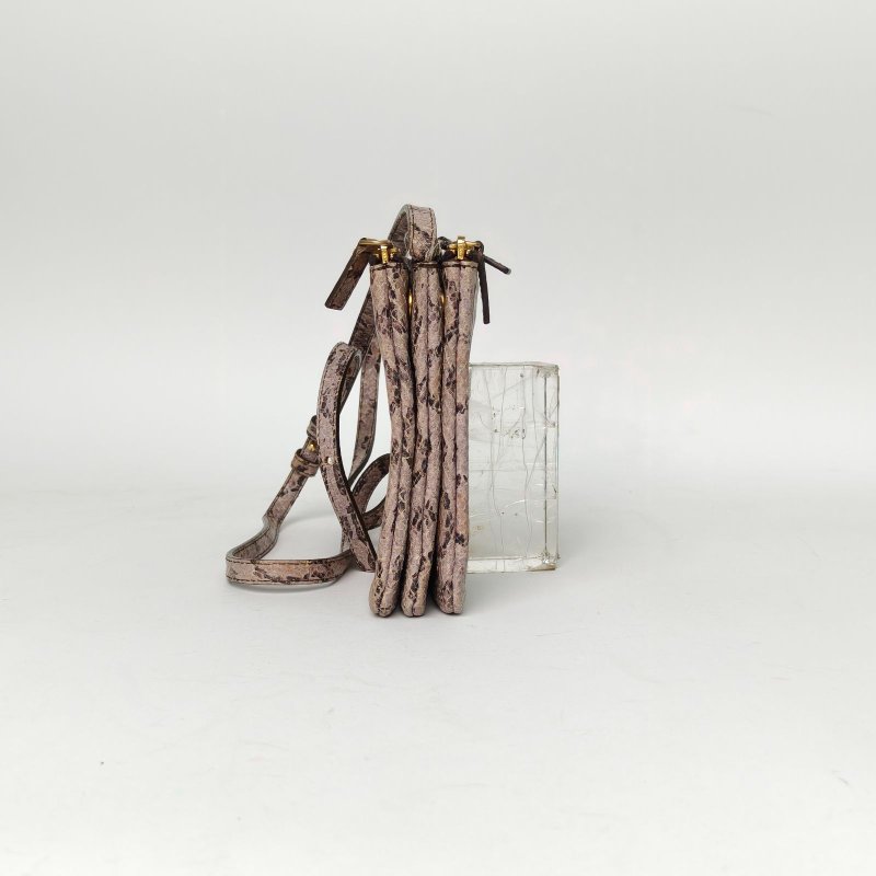 CELINE 圖案蛇皮CELINE三層斜挎包肩背包-3