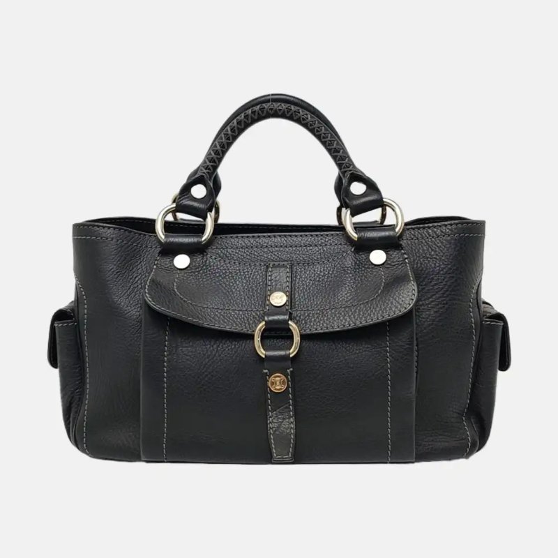 CELINE 托特包 黑色牛皮手提包 銀色五金-0