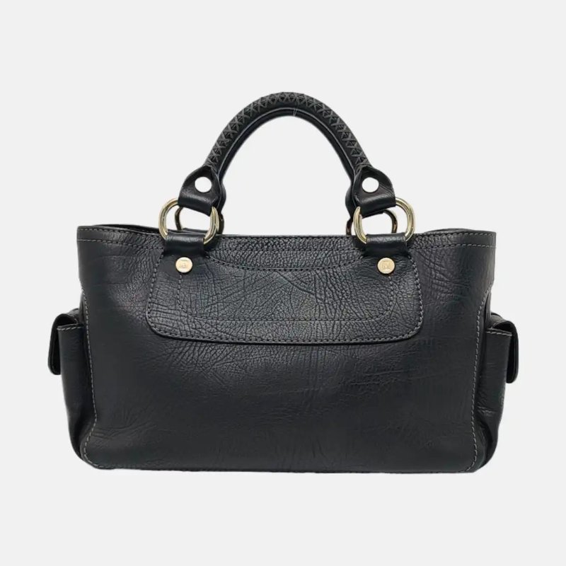 CELINE 托特包 黑色牛皮手提包 銀色五金-4