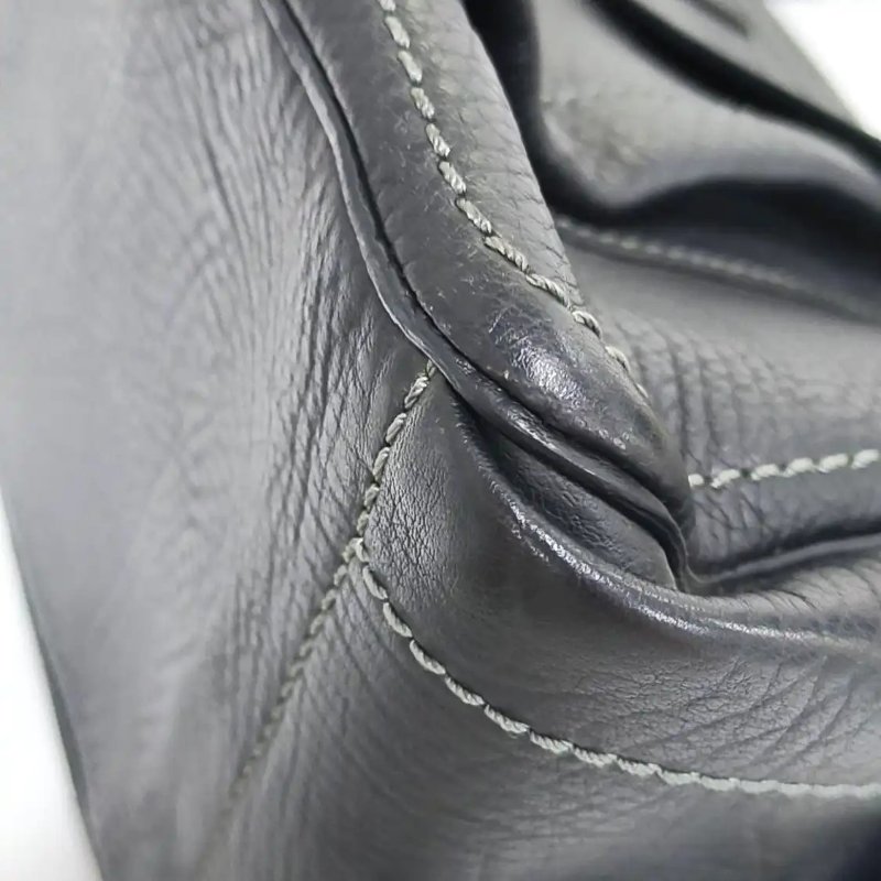 CELINE 托特包 黑色牛皮手提包 銀色五金-9