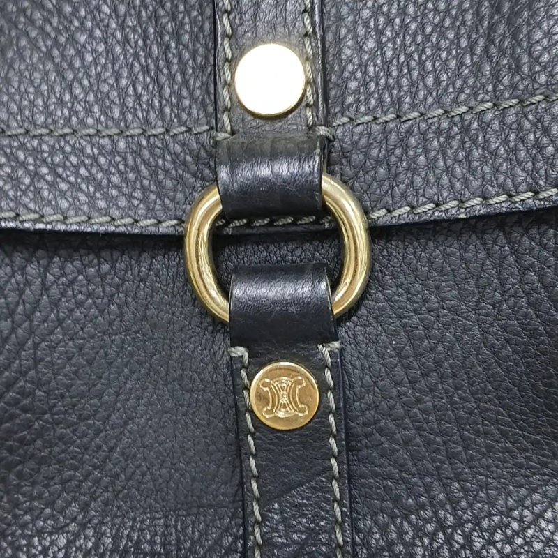 CELINE 托特包 黑色牛皮手提包 銀色五金-10