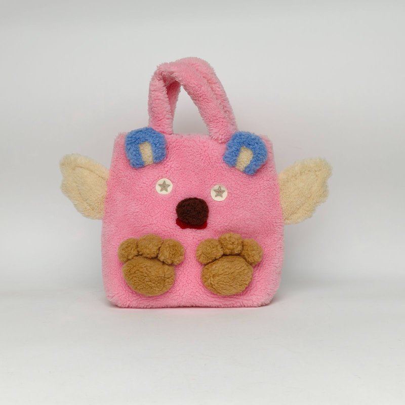 GUCCI 拼色毛絨銀扣小熊托特包兒童包楊冪同款肩背包-0