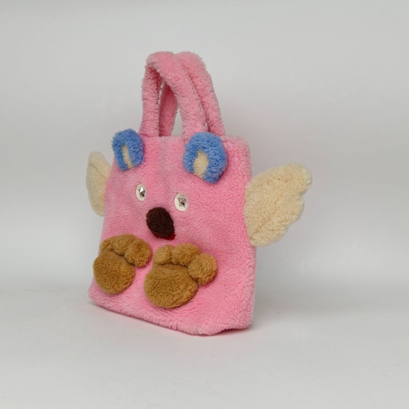 GUCCI 拼色毛絨銀扣小熊托特包兒童包楊冪同款肩背包-2