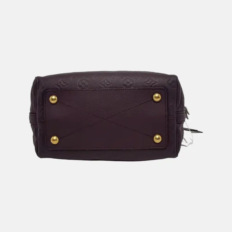 LOUIS VUITTON SPEEDY 25 深紫色牛皮老花壓紋波士頓包單肩包手提包斜挎包 金色五金 可拆卸肩帶-4