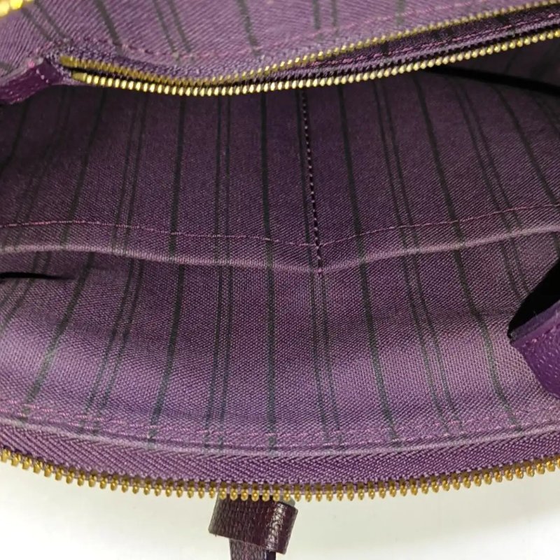 LOUIS VUITTON SPEEDY 25 深紫色牛皮老花壓紋波士頓包單肩包手提包斜挎包 金色五金 可拆卸肩帶-5