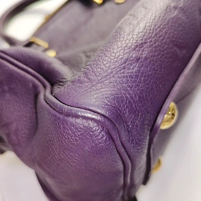 LOUIS VUITTON SPEEDY 25 深紫色牛皮老花壓紋波士頓包單肩包手提包斜挎包 金色五金 可拆卸肩帶-6