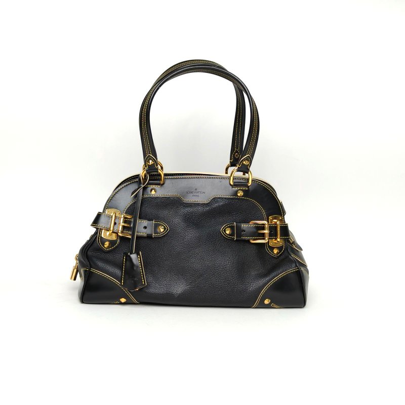LOUIS VUITTON 黑色山羊皮2009中古蘇哈裏手提包肩背包-0