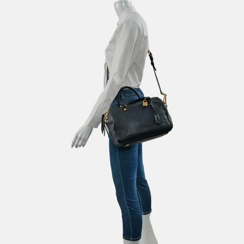 LOUIS VUITTON SPEEDY 25 黑色牛皮老花波士頓包單肩包手提包斜挎包 金色五金 可拆卸肩帶-1