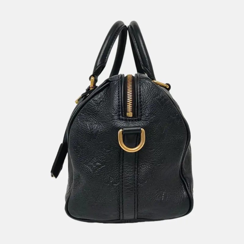 LOUIS VUITTON SPEEDY 25 黑色牛皮老花波士頓包單肩包手提包斜挎包 金色五金 可拆卸肩帶-2