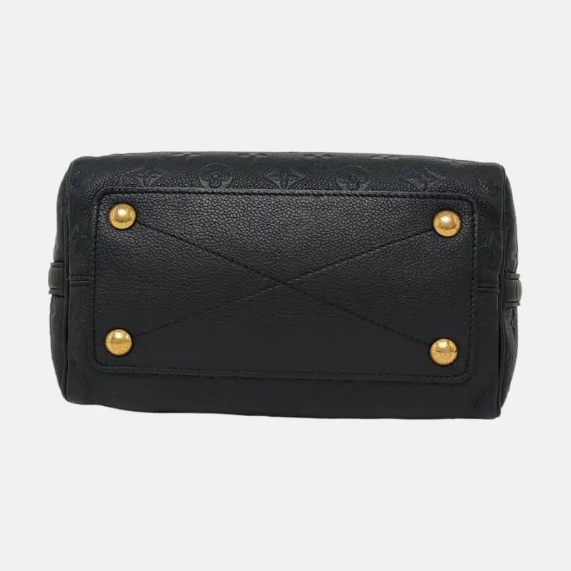 LOUIS VUITTON SPEEDY 25 黑色牛皮老花波士頓包單肩包手提包斜挎包 金色五金 可拆卸肩帶-4