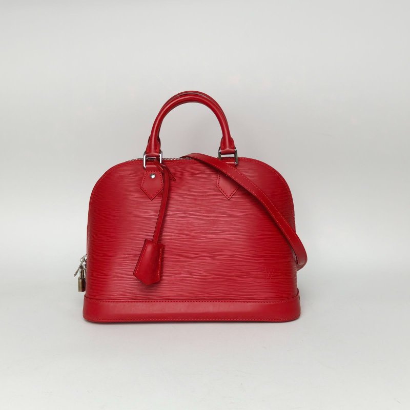 LOUIS VUITTON ALMA貝殼包小號32紅色EPI水波紋牛皮2012肩背包-0