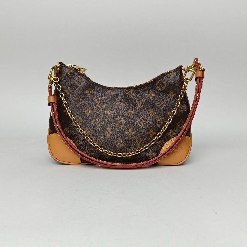 LOUIS VUITTON BOULOGNE牛角包可拆卸肩帶老花PVC晶片肩背包-0