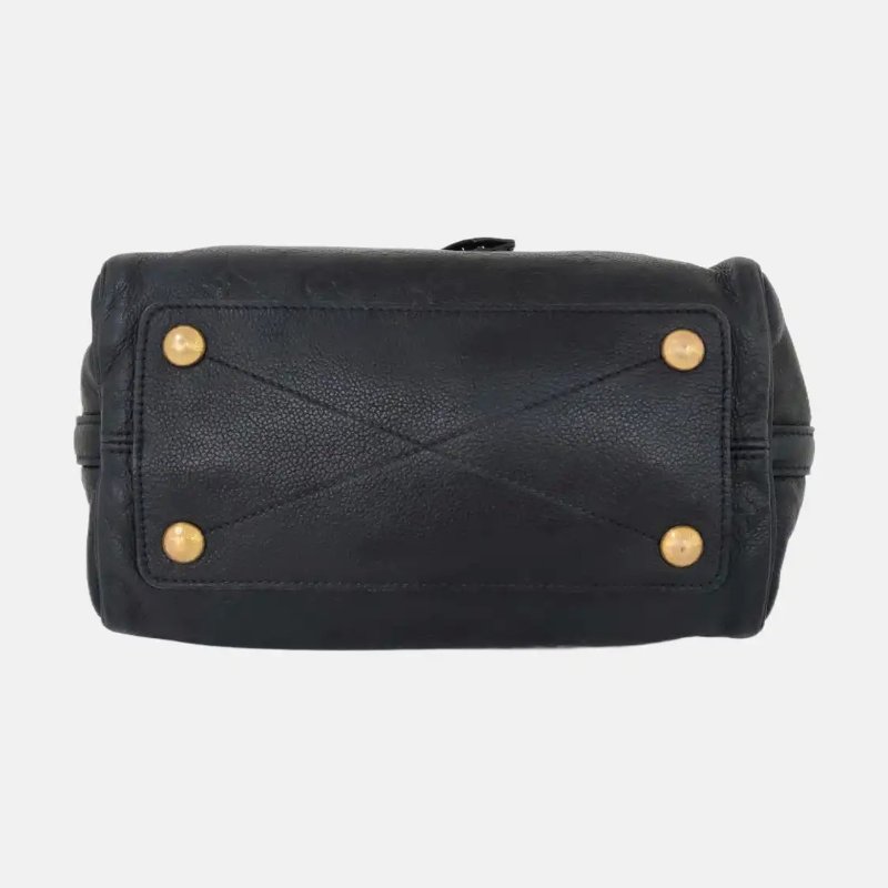 LOUIS VUITTON SPEEDY 25 黑色牛皮老花壓紋波士頓包手提包 金色五金-3