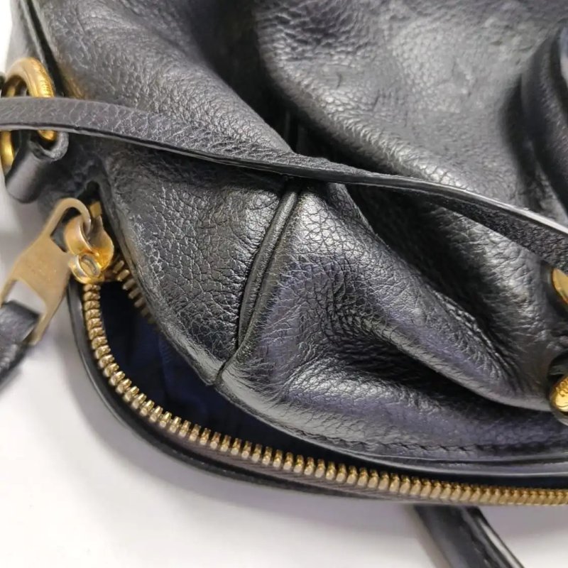 LOUIS VUITTON SPEEDY 25 黑色牛皮老花壓紋波士頓包手提包 金色五金-8