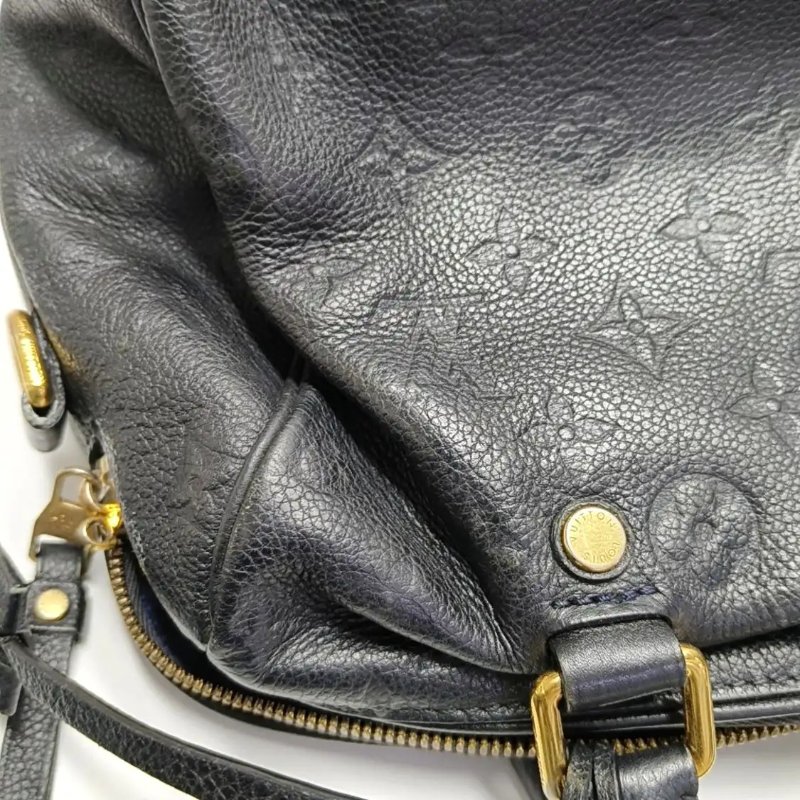 LOUIS VUITTON SPEEDY 25 黑色牛皮老花壓紋波士頓包手提包 金色五金-10