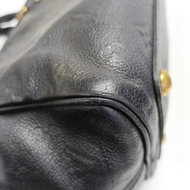 LOUIS VUITTON SPEEDY 25 黑色牛皮老花壓紋波士頓包手提包 金色五金-11