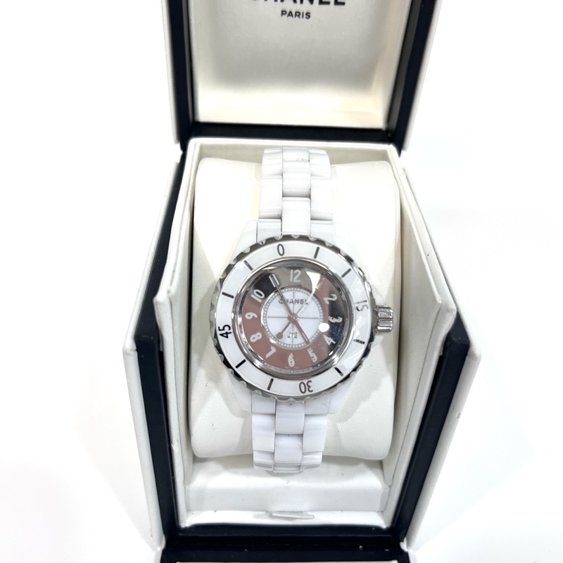 CHANEL 白陶瓷雙層數字J12 33MM H4861-0