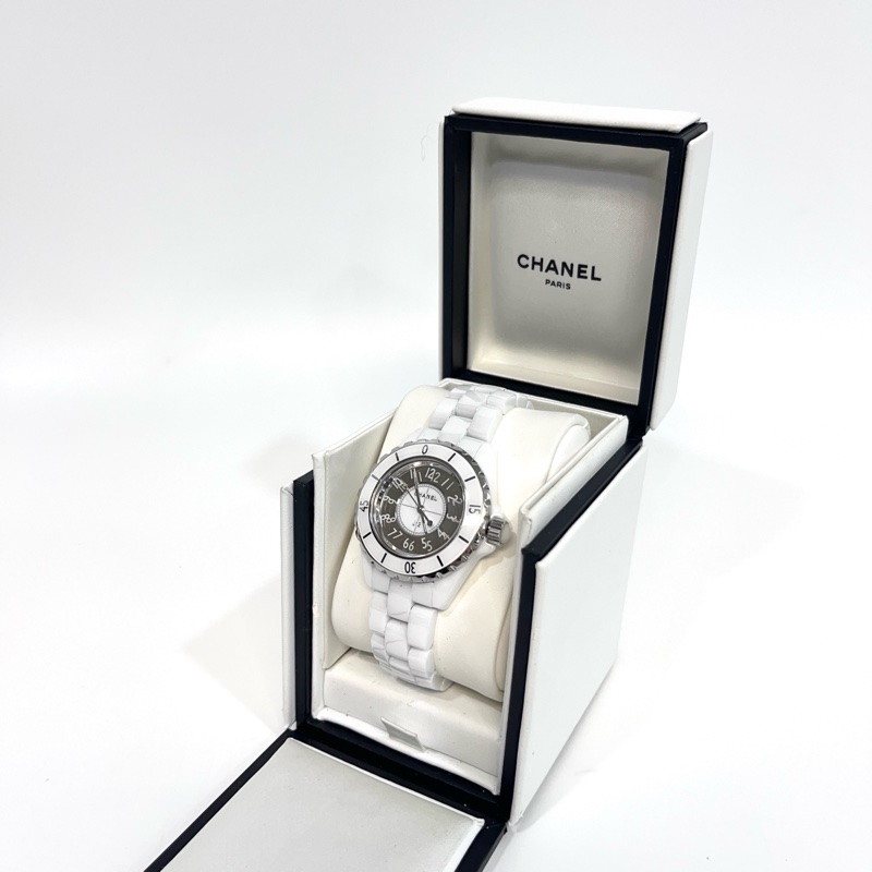 CHANEL 白陶瓷雙層數字J12 33MM H4861-1