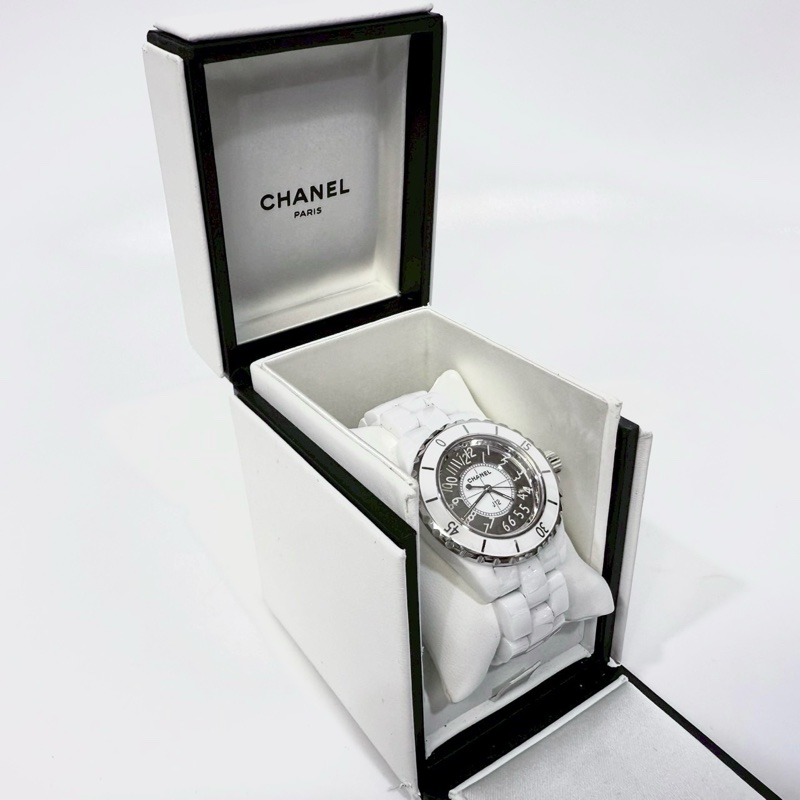 CHANEL 白陶瓷雙層數字J12 33MM H4861-2