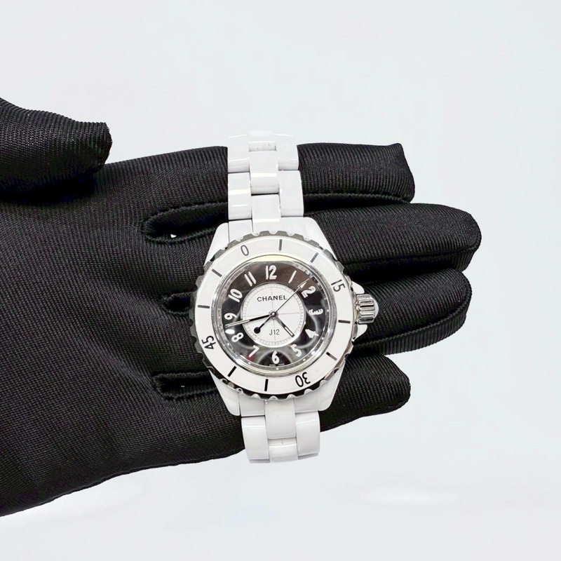 CHANEL 白陶瓷雙層數字J12 33MM H4861-5
