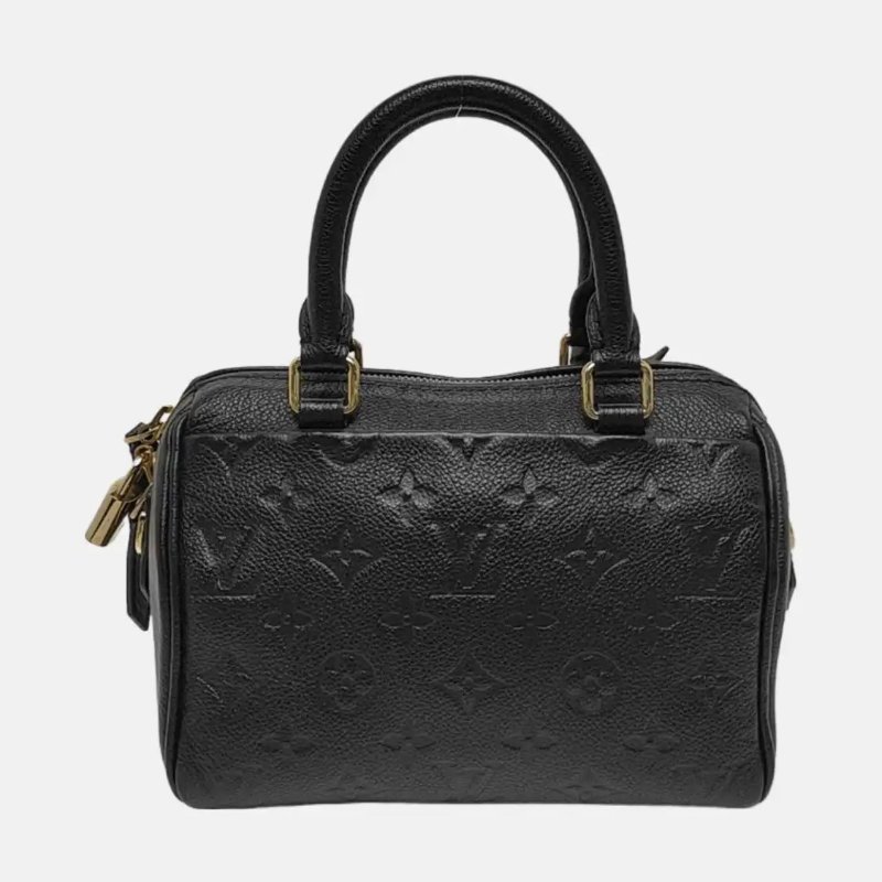 LOUIS VUITTON SPEEDY 20 黑色牛皮老花波士頓包單肩包手提包斜挎包 金色五金 可拆卸肩帶-2