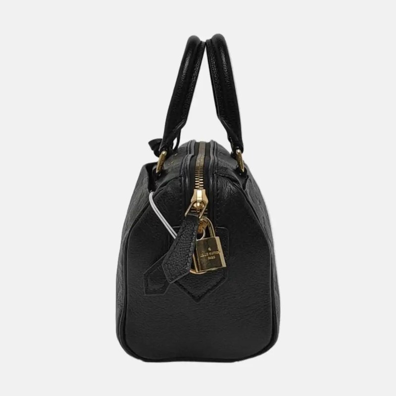 LOUIS VUITTON SPEEDY 20 黑色牛皮老花波士頓包單肩包手提包斜挎包 金色五金 可拆卸肩帶-4