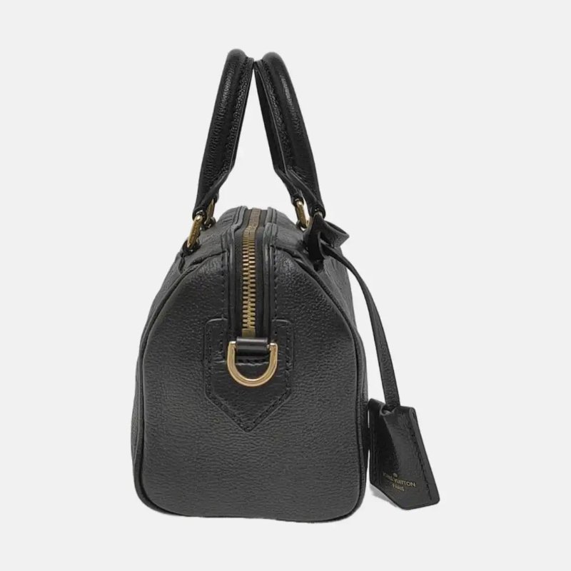 LOUIS VUITTON SPEEDY 20 黑色牛皮老花波士頓包單肩包手提包斜挎包 金色五金 可拆卸肩帶-5