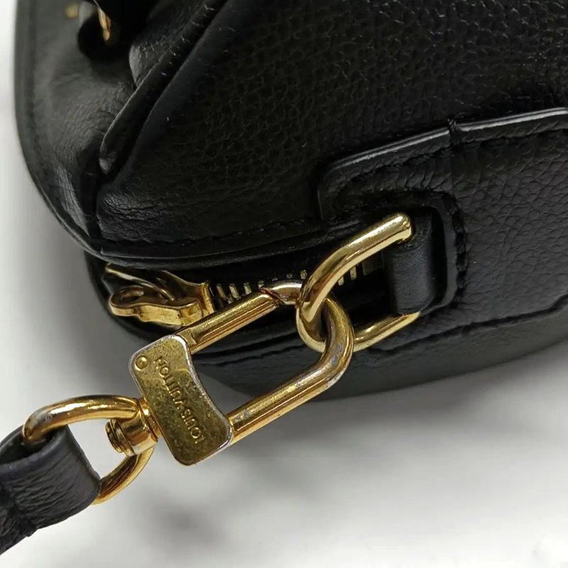 LOUIS VUITTON SPEEDY 20 黑色牛皮老花波士頓包單肩包手提包斜挎包 金色五金 可拆卸肩帶-7