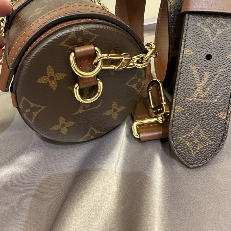 LV 原花深咖牛皮Papillon Trunk金釦巴比龍手提斜背包M57835-4