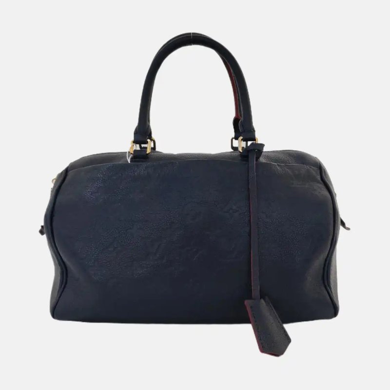 LOUIS VUITTON SPEEDY 30 藍色牛皮老花壓紋波士頓包手提包金色五金-0