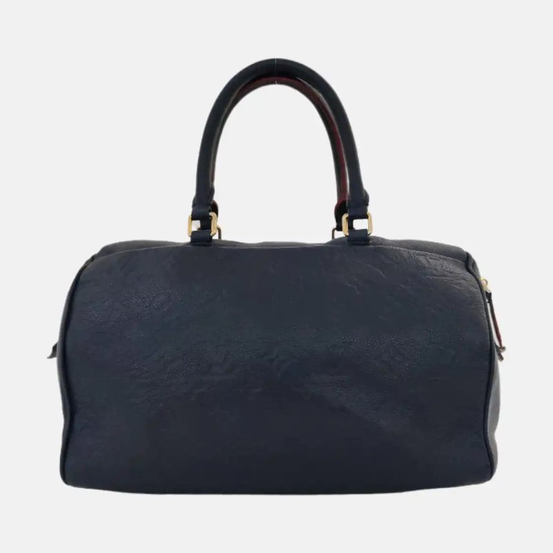 LOUIS VUITTON SPEEDY 30 藍色牛皮老花壓紋波士頓包手提包金色五金-2