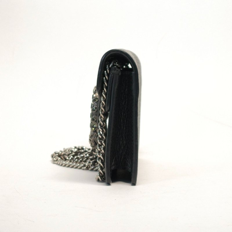 GUCCI Dionysus酒神超Mini16.5黑色牛皮銀扣肩背包-3