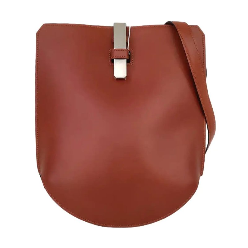 HERMES Baton De Craie 古銅色BOX皮單肩包斜挎包 銀色五金 X刻-4