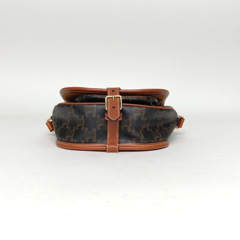 CELINE Folco馬鞍包中號凱旋門印花褐色PVC肩背包-4