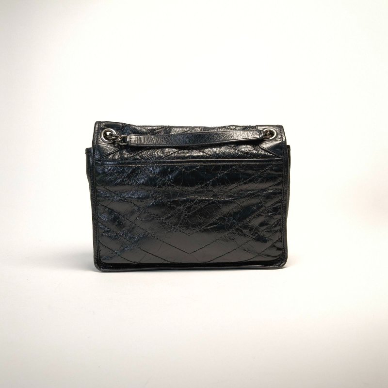 SAINT LAURENT Niki中號28黑色牛皮銀扣肩背包-1