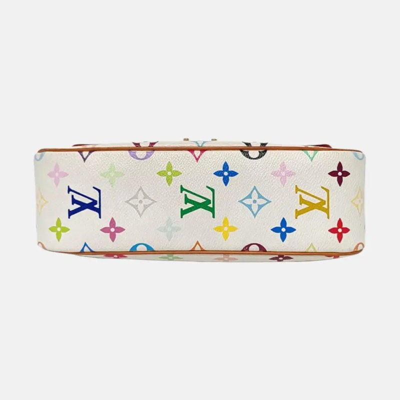 LOUIS VUITTON SOLOGNE 白三彩塗層帆布老花斜挎包單肩包 金色五金-5