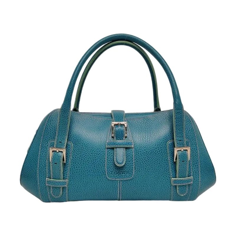 LOEWE Senda 藍綠色牛皮手提包 銀色五金-0