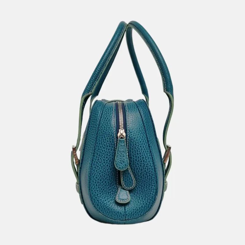 LOEWE Senda 藍綠色牛皮手提包 銀色五金-3