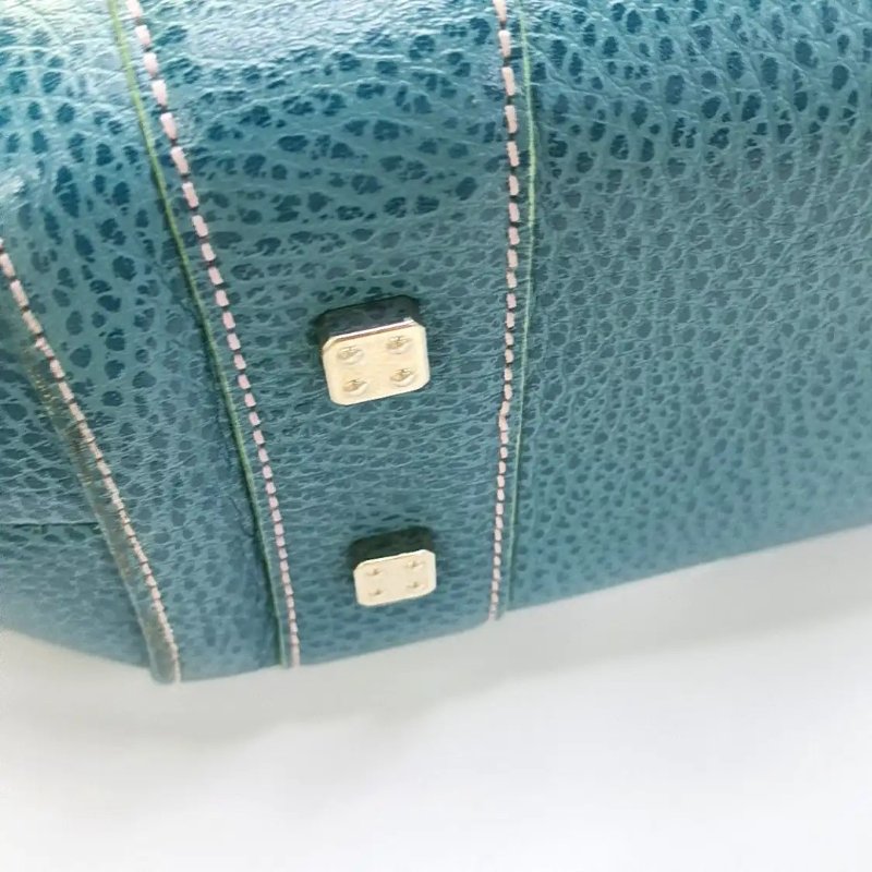 LOEWE Senda 藍綠色牛皮手提包 銀色五金-6