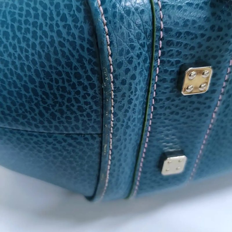 LOEWE Senda 藍綠色牛皮手提包 銀色五金-7