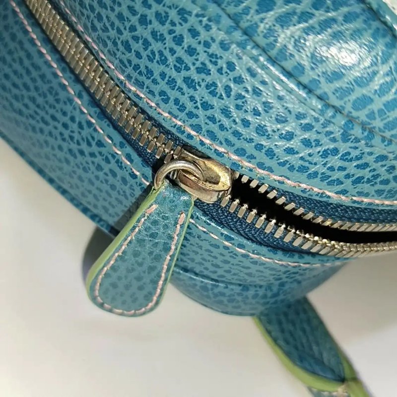 LOEWE Senda 藍綠色牛皮手提包 銀色五金-8