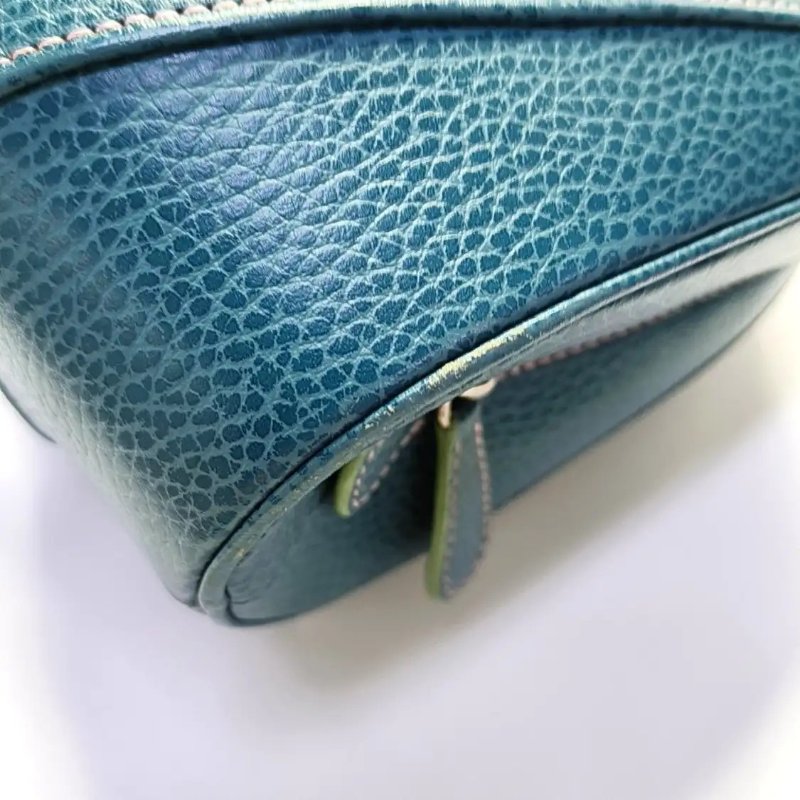 LOEWE Senda 藍綠色牛皮手提包 銀色五金-9