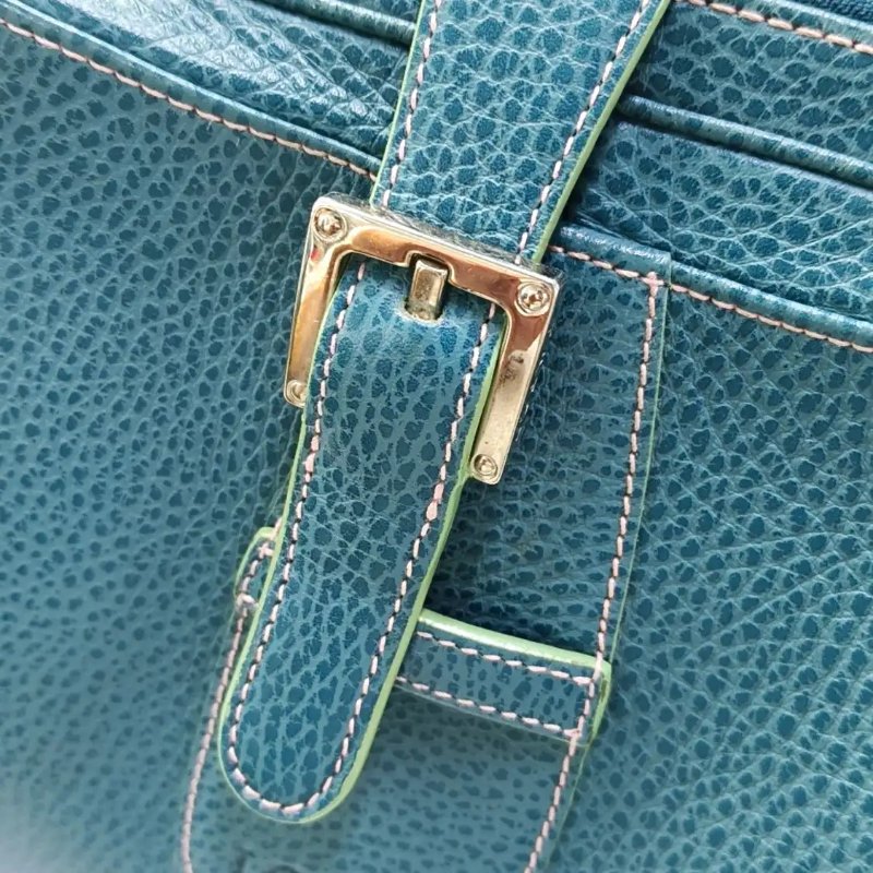 LOEWE Senda 藍綠色牛皮手提包 銀色五金-11